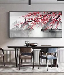 billige -håndmalet stort abstrakt blomst oliemaleri på lærred originalt kirsebærblomster maleri hjemmeværelse indretning stue vægindretning moderne vægkunst rullet lærred uden ramme