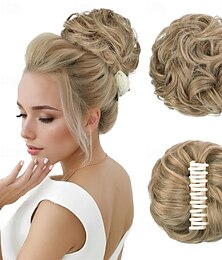 abordables -extensions de chignon de cheveux en désordre ondulés bouclés pince à griffes chignon en désordre morceaux de cheveux blonde faits saillants extension de chignon en désordre clip en griffe chignon