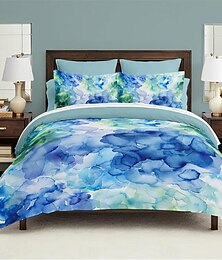 economico -set copripiumino modello colore blu sfumato set consolatore morbido set biancheria da letto in cotone di lusso in 3 pezzi decorazioni per la casa regalo re regina full sizehree pezzi set