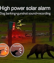 Χαμηλού Κόστους -1 τμχ ηλιακός αισθητήρας κίνησης συναγερμός σκύλου που γαβγίζει & ήχος πυροβολισμού 130dbs ηχητικό σύστημα ειδοποίησης ασφαλείας σειρήνας με τηλεχειριστήριο για αχυρώνα φάρμας κοτέτσι σε αυλή