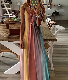 cheap -Women's Casual Dress Slip Dress Print Strap Long Dress Maxi Dress Stylish Daily Vacation Sleeveless Summer