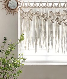 abordables -Rideau de fenêtre en macramé, tenture murale tissée, tapisserie en forme de feuille pour chambre à coucher, cuisine, salon, décoration murale
