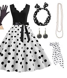 cheap -Elegant Polka Dots Retro Vintage 1950s A-Line Dress Swing Dress Flare Dress Women's Party / Evening Dress