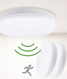 abordables -contrôle de la lumière capteur de mouvement lumière 12w 18w 6000k plafonnier filaire détecteur de mouvement plafonnier LED capteur intégré lumière pour couloir escalier armoire alimentaire buanderie