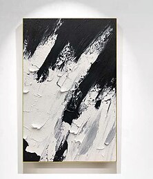 cheap -Handmade Black And White Abstract Texture Canvas Wall Art Paintings Modern Simple Abstract Picture Large Thick Oil Art Decor For Living Room Frame Ready To Hang