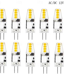 abordables -Ampoule led g4 2w sans scintillement, ac/dc 12v 2835smd, lampe lumineuse en silicone, 8led blanc chaud, angle de 360 degrés, pour lustre suspendu, 10 pièces