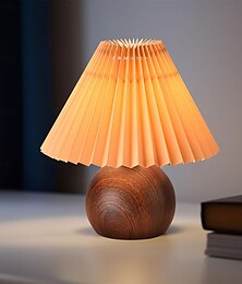 economico -simpatica piccola lampada plissettata moderna lampada da comodino/scrivania paralume beige base in metallo adatta per camere da letto casa uffici soggiorni dormitori per bambini con lampadina e27 e