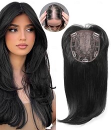 cheap -Hair Topper Long Layered Hair Topper with Bangs for Women with Thinning Hair 18 Inch Slightly Curled Ends Wiglets Synthetic Fiber Hair Pieces for Women