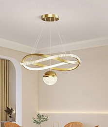 voordelige -moderne kristallen led kroonluchter voor woonkamer eetkamer slaapkamer thuis verwisselbare gouden cirkel ring hangende hanglamp