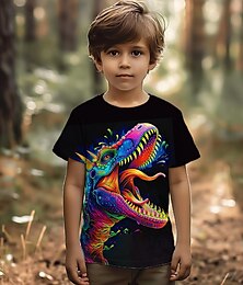 cheap -Boys 3D Animal Dinosaur Tee Short Sleeve Summer Active Tropical Animals Polyester Kids Toddler Big Kids(7years +) 3-12 Years Party Outdoor Casual