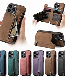 cheap -Phone Case For iPhone 15 Pro Max Plus iPhone 14 13 12 11 Pro Max Plus Mini SE Back Cover with Stand Holder Card Slot Shockproof Retro TPU PU Leather