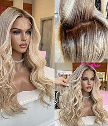 cheap -Unprocessed Virgin Hair 13x4 Lace Front Wig Middle Part Brazilian Hair Wavy Multi-color Wig 130% 150% Density Ombre Hair Natural Hairline 100% Virgin Glueless Pre-Plucked For Women Long Human Hair