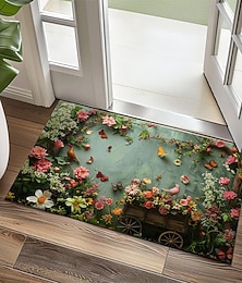 voordelige -vintage bloemen deurmat keuken mat vloermat antislip gebied tapijt oliebestendig tapijt binnen buiten mat slaapkamer decor badkamer mat entree entree tapijt salie groen