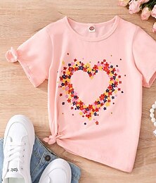 preiswerte -kinderkleidung Mädchen T-Shirt Blumen Casual Kurzarm Rundhalsausschnitt Täglich 7-13 Jahre Sommer Gelb Rosa Blau