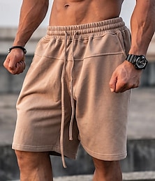 ieftine -Bărbați Pantaloni scurți de sudoare Pantaloni Scurți Bermude Cordon Talie elastică Simplu Confort Sport Lungimea genunchiului În aer liber Zilnic Modă Șic Stradă Negru Kaki Micro-elastic
