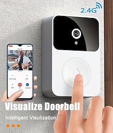 cheap -(Build-in Battery) Wireless Video Doorbell With Camera Wide Angle Intelligent Visual WiFi Rechargeable Security Door Doorbell 2-Way Audio Motion Detection HD Night Vision Only Support 2.4G Wifi