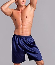 abordables -Hombre Ropa de salón Pantalones cortos de pijama Plano Moda Clásico Casual Hogar Diario Cama Poliéster Comodidad Transpirable Suave Bermudas Cintura elástica Verano Plata Negro