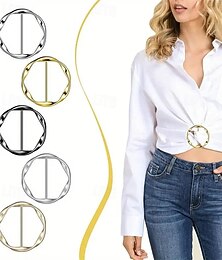abordables -5 pièces foulard en soie anneau clip t-shirt pinces à cravate pour les femmes mode métal rond cercle clip boucle vêtements anneau porte-enveloppe