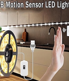 abordables -usb led bande lumineuse avec capteur dc 5v motion sensor with hand led strip tape usb led strip lampe pour chambre maison cuisine garde-robe décor