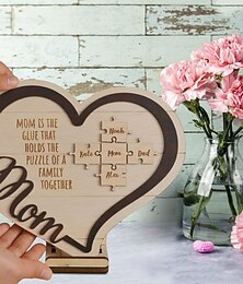 abordables -Puzzle d'amour créatif en bois pour la fête des mères, cadeau de festival personnalisé, décoration artisanale en bois