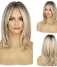 billige -lagdelte parykker for kvinner syntetisk parykk parykker med smell syntetisk langt hår blond svart brun mørk brun lysebrun