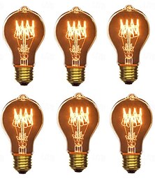Недорогие -6 шт., винтажная классическая лампа Эдисона накаливания с регулируемой яркостью a19 40 Вт e27, декоративные лампы для настенных бра, потолочный светильник 220-240 В