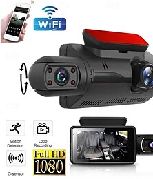halpa -kaksoislinssinen kojelautakamera autoille musta laatikko hd 1080p autovideonauhuri wifi-pimeänäkö G-sensorilmukkatallennus dvr-autokamera