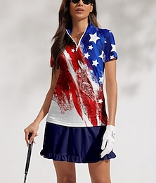 abordables -Femmes T-shirt POLO Rouge Manche Courte Top Vêtements de golf pour femmes, tenues, vêtements