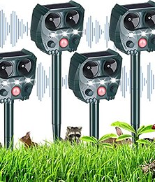 abordables -Repelente de Animales Solar – Repelente Ultrasonido de Aves Perros Serpientes con Sonido Luz Flash para Jardines y Granjas al Aire Libre