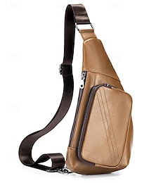 preiswerte -Herren-Umhängetasche mit diagonaler Rückseite, Retro-Oberschicht-Rindsleder-Brusttasche, Herren-Umhängetasche aus echtem Leder