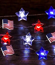 economico -patriottico led luci della stringa giorno dell'indipendenza decor luci 2m 20led alimentato a batteria quarto di luglio stelle lucine rosso bianco blu decorazione della casa per le vacanze