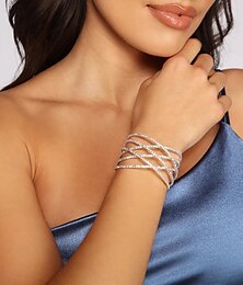 cheap -Women's Tennis Bracelet Cut Out Precious Fashion Luxury Rhinestone Bracelet Jewelry Silver For Gift Engagement