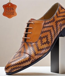 economico -Per uomo Scarpe da sera Di pelle Pelle bovina pieno fiore italiana Comodo Antiscivolo Con lacci intrecciali Nero Verde militare Rosso