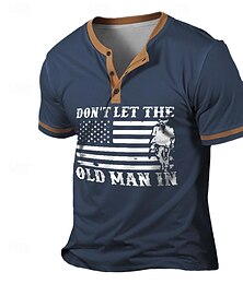 cheap -Color Block Retro Vintage Classic Casual Men's 3D Print T shirt Tee Henley Shirt Sports Outdoor Holiday Going out T shirt Black Navy Blue Brown Short Sleeve Henley Shirt Spring & Summer Clothing