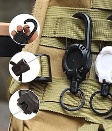 abordables -Llavero táctico luya de cuerda de alambre retráctil automático para exteriores, carrete de tracción retráctil de alta resistencia, llaveros con mosquetón, hebilla de cuerda de alambre de acero fuerte, llavero con resorte, herramienta de llavero deportivo