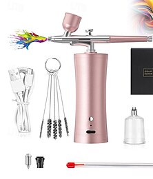 economico -Kit aerografo compatto ricaricabile, punta di precisione da 0,3 mm, alimentato tramite USB, portatile, per trucco, tatuaggi, creazione artistica