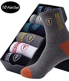 voordelige -Voor heren 10 paren Multi-pakketten Sokken Crew Sokken Hardloopsokken Casual sokken Regenboog Kleur Kleurenblok Sport & Outdoor Dagelijks Vakantie Standaard Medium Lente Herfst Modieus Casual