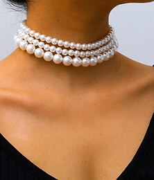 preiswerte -Geschichtete Halskette Perlen Damen Elegant Modisch Layer-Look Niedlich Kreisform Modische Halsketten Für Hochzeit Party Abiball