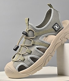 ieftine -Bărbați Sandale Sandale de Sport Drumeții Casual Stiluri de Plajă Țesătură Plasă Respirabil Comfortabil Anti-Alunecare Panglică Loafer Negru Verde Deschis
