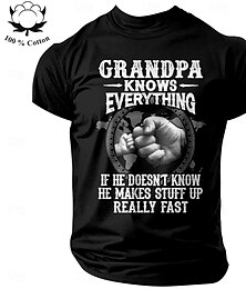 cheap -Father's Day Grandpa Men's Graphic 100% Cotton Shirt Vintage Shirt Short Sleeve Comfortable Tee Summer Fashion Designer Clothing