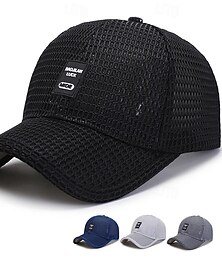 billiga -Herr Basebollkeps Solhatt Trucker Hat Svart Blå Polyester Nät Mode Ledigt Gata Dagligen Slät Justerbara Solskyddskräm Andningsfunktion