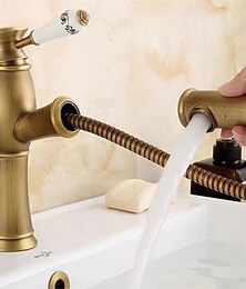 voordelige -Wastafel kraan - Uittrekbaar Antiek Koper Middenset Enkele handgreep, één gatBath Taps
