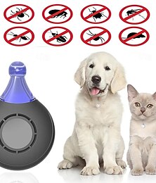 זול -קולר דוחה מזיקים אולטרסוני מתRechargeable – דוחה פרעושים קרציות ולשון עבור חתולים וכלבים עם חיבור בהרי דבק