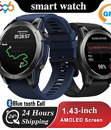 economico -696 Stratos3pro Orologio intelligente 1.43 pollice Intelligente Guarda Bluetooth Pedometro Avviso di chiamata Monitoraggio del sonno Compatibile con Android iOS Da uomo GPS Chiamate in vivavoce