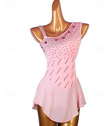 Χαμηλού Κόστους -Φόρεμα για φιγούρες πατινάζ Γυναικεία Κοριτσίστικα Patinaj Φορέματα Ροζ Κουρελού Δίχτυ Σπαντέξ Υψηλή Ελαστικότητα Εκπαίδευση Εξάσκηση Επαγγελματική Ενδυμασία πατινάζ Κλασσικά Κρύσταλλο / Στρας Αμάνικο
