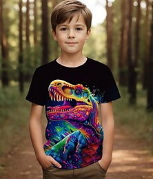 cheap -Boys 3D Dinosaur Tee Short Sleeve Summer Active Vacation Cool Polyester Kids Toddler Big Kids 3-12 Years Party Outdoor Casual