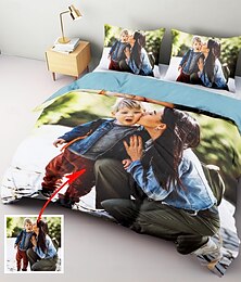 billiga -anpassade foto anpassade sängkläder påslakan tryckt sängkläder set anpassad sovrum semester gåva för vänner, älskare