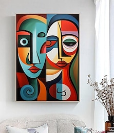 cheap -Handmade Picasso Style Oil Painting Abstraction In Art Hand Painted Vertical Abstract People Modern Rolled Canvas Home Decor For Living Room (No Frame)