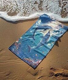 preiswerte -Strandtuch, bequeme Decken, Love-Sea-Serie, Badetuch, großes Handtuch mit 3D-Druckmuster, Badetuch, Strandlaken, klassische Decke, 100 % Mikrofaser