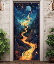 levne -fantazie planeta řeka kryty dveří nástěnná malba výzdoba dveří gobelín dveřní závěs dekorace pozadí prapor dveří odnímatelný pro přední dveře vnitřní venkovní domácí dekorace pokoje farma výzdoba